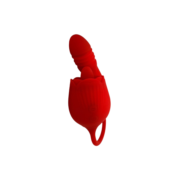 Teazers Rose Vibrator with Thrusting Dildo