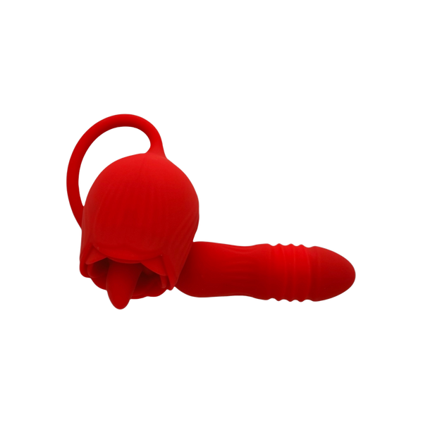 Teazers Rose Vibrator with Thrusting Dildo