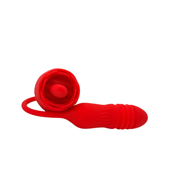 Teazers Rose Vibrator with Thrusting Dildo