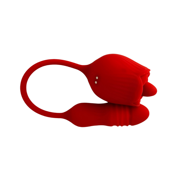 Teazers Rose Vibrator with Thrusting Dildo